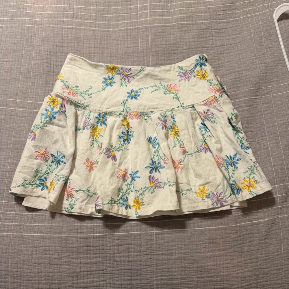For Love and Lemons Majorie embroidered floral mini skirt